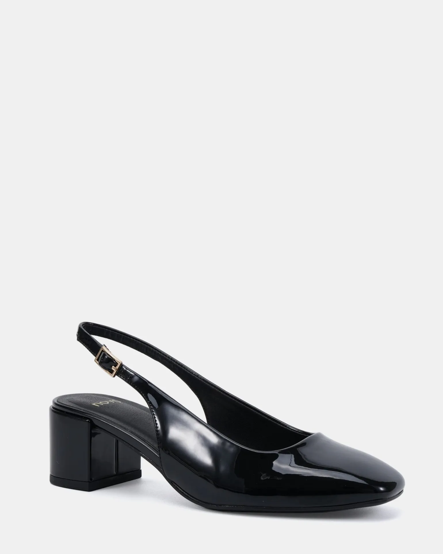 IVOREE Black Patent Block Heels