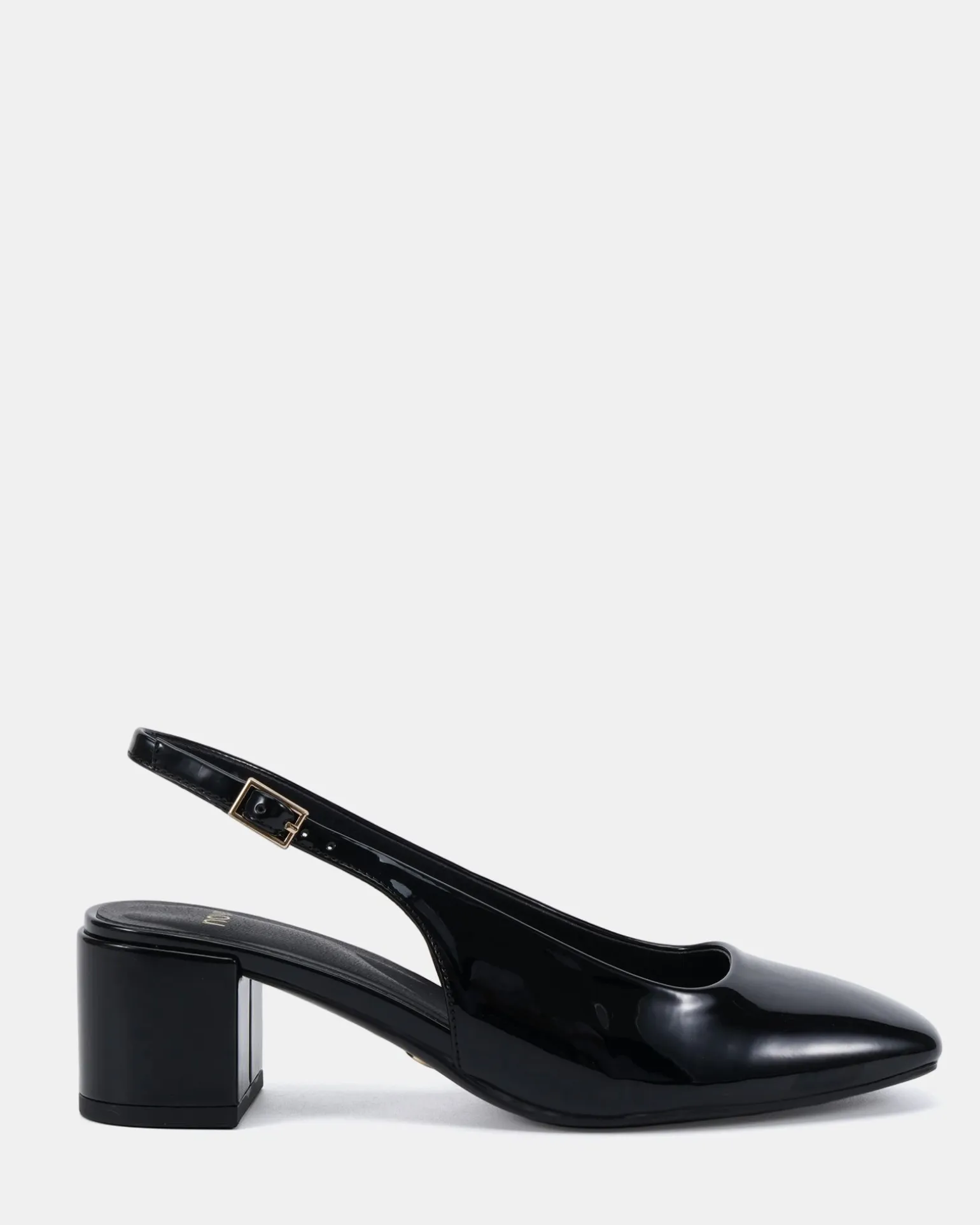 IVOREE Black Patent Block Heels