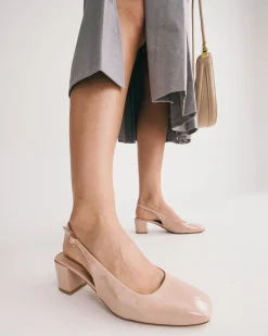 IVOREE NUDE PATENT Block Heels
