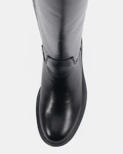 JOLLIE Black Smooth Zip Up Boots