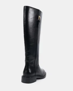 JOLLIE Black Smooth Zip Up Boots