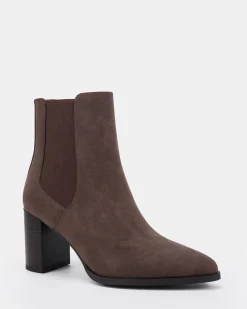 KAIA Espresso Nubuck Heeled Boots