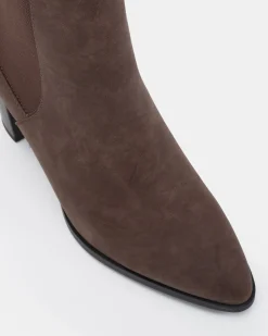 KAIA Espresso Nubuck Heeled Boots