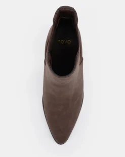 KAIA Espresso Nubuck Heeled Boots