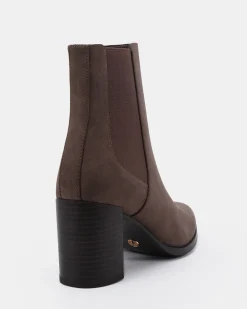 KAIA Espresso Nubuck Heeled Boots