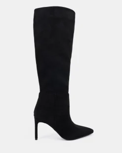 KAMRYN Black Suede Heeled Boots