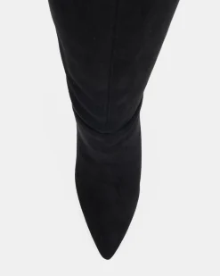 KAMRYN Black Suede Heeled Boots