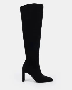 KIYOMI Black Suede Heeled Boots