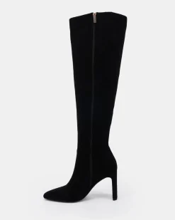 KIYOMI Black Suede Heeled Boots