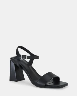 LITZY BLACK Open Toe Heels