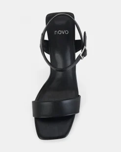 LITZY BLACK Open Toe Heels