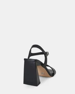 LITZY BLACK Open Toe Heels