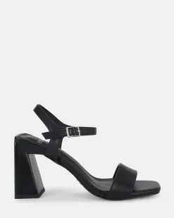 LITZY BLACK Open Toe Heels