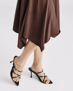 LOENA BLACK CRINKLE PATENT High Heels