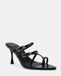 LOENA BLACK CRINKLE PATENT High Heels