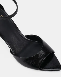 MIRAYER BLACK CRINKLE PATENT High Heels