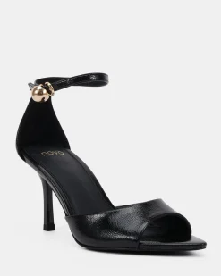 MIRAYER BLACK CRINKLE PATENT High Heels