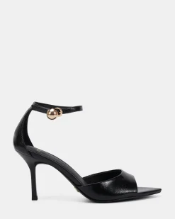 MIRAYER BLACK CRINKLE PATENT High Heels