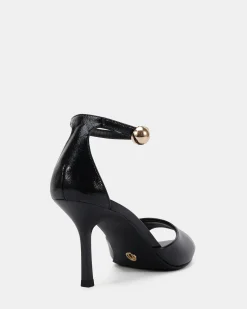 MIRAYER BLACK CRINKLE PATENT High Heels