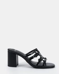 NEWLY Black Croc Block Heels