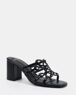 NEWLY Black Croc Block Heels