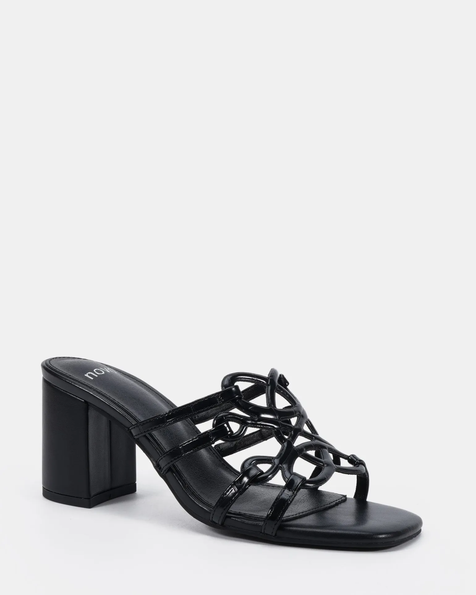 NEWLY Black Croc Block Heels
