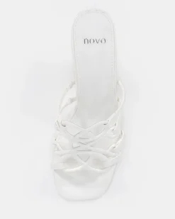 NEWLY WHITE CROC Block Heels