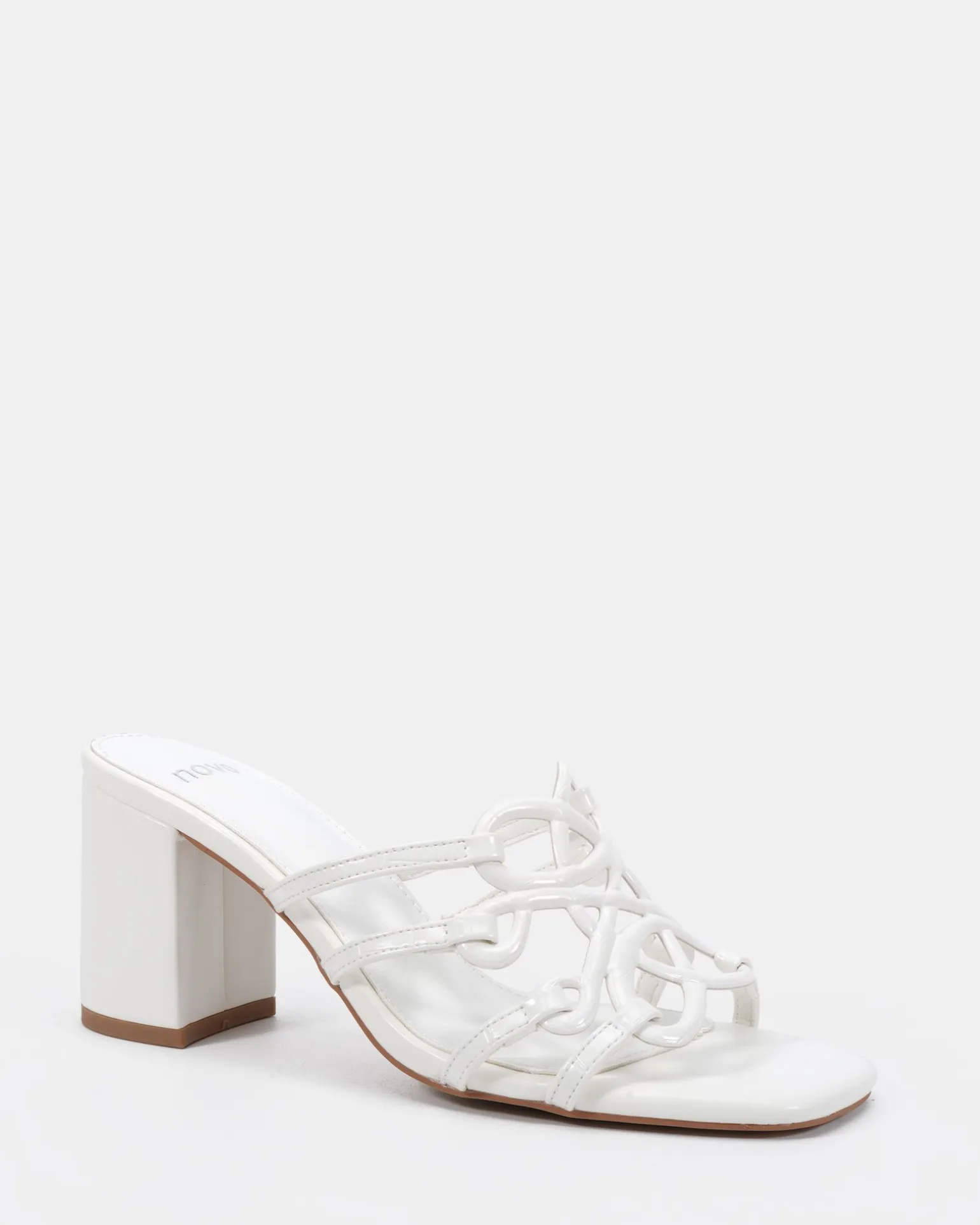 NEWLY WHITE CROC Block Heels