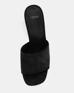 NICOLE Black Suede Mules