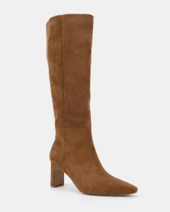 OKORO Caramel Suede Heeled Boots