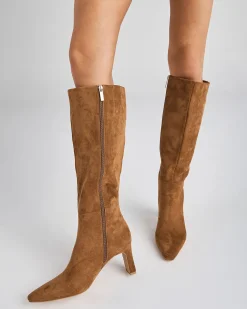 OKORO Caramel Suede Heeled Boots