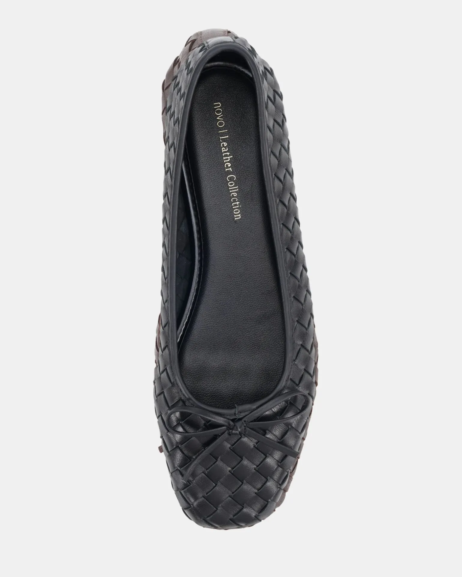 PEEPS BLACK LEATHER Ballet Flats