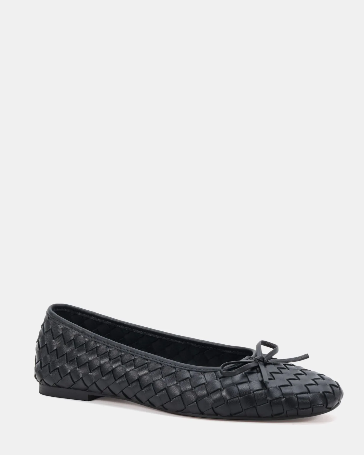 PEEPS BLACK LEATHER Ballet Flats