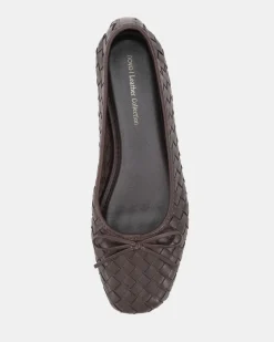 PEEPS ESPRESSO LEATHER Ballet Flats