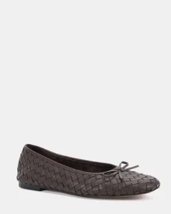 PEEPS ESPRESSO LEATHER Ballet Flats