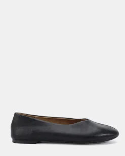 PELLO BLACK SMOOTH LEATHER Ballet Flats