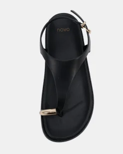 RHODA BLACK Flat Sandals