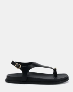 RHODA BLACK Flat Sandals
