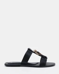 SANIYAH BLACK Flat Sandals