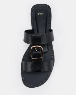 SANIYAH BLACK Flat Sandals