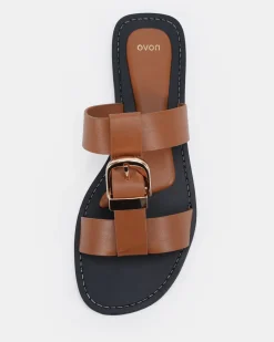 SANIYAH CAMEL Flat Sandals