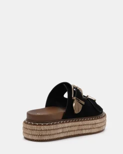 SAZKIA Black Suede Sandals