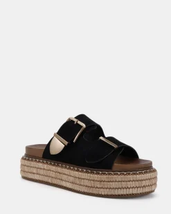 SAZKIA Black Suede Sandals