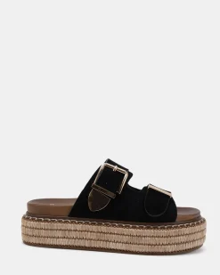 SAZKIA Black Suede Sandals