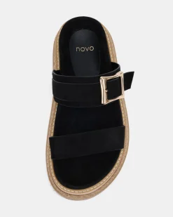 SIERAH Black Suede Sandals