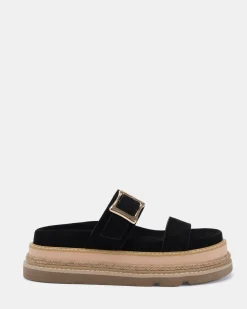 SIERAH Black Suede Sandals