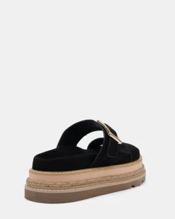 SIERAH Black Suede Sandals