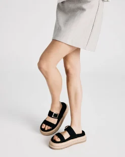 SIERAH Black Suede Sandals