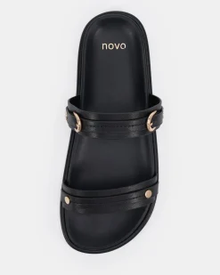 SORAYA BLACK Flat Sandals