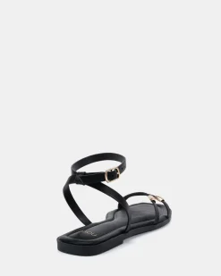 TYTAN BLACK Flat Sandals